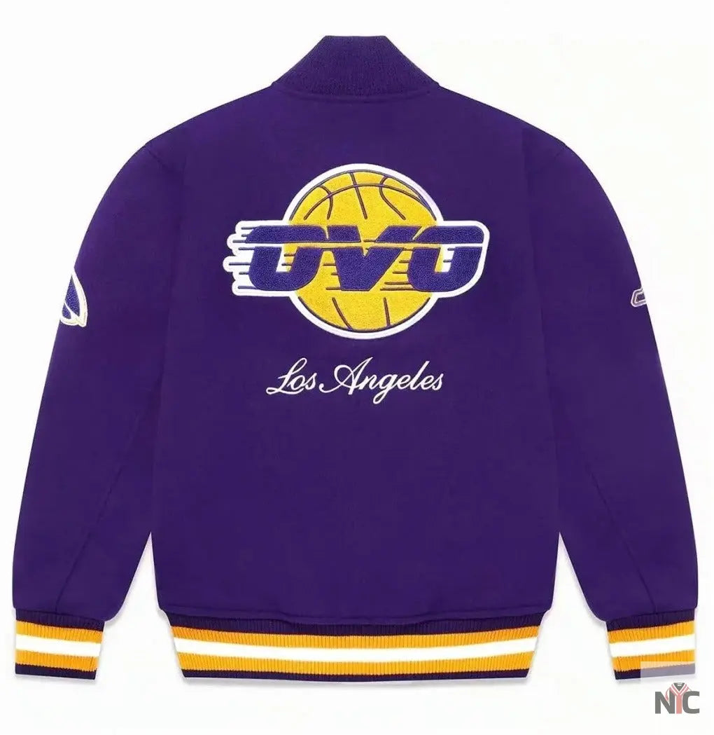 Los Angeles Lakers OVO Purple Wool Varsity Jacket NYC Jackets