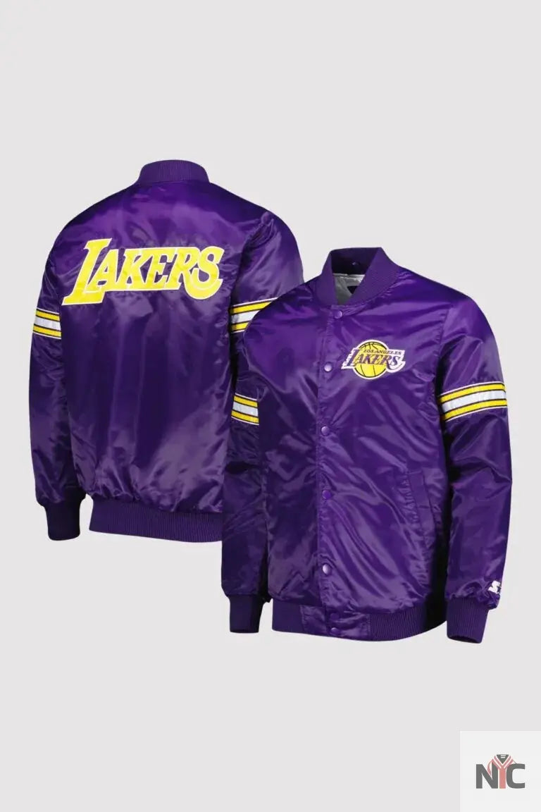 Los Angeles Lakers Pick & Roll Purple Varsity Jacket NYC Jackets