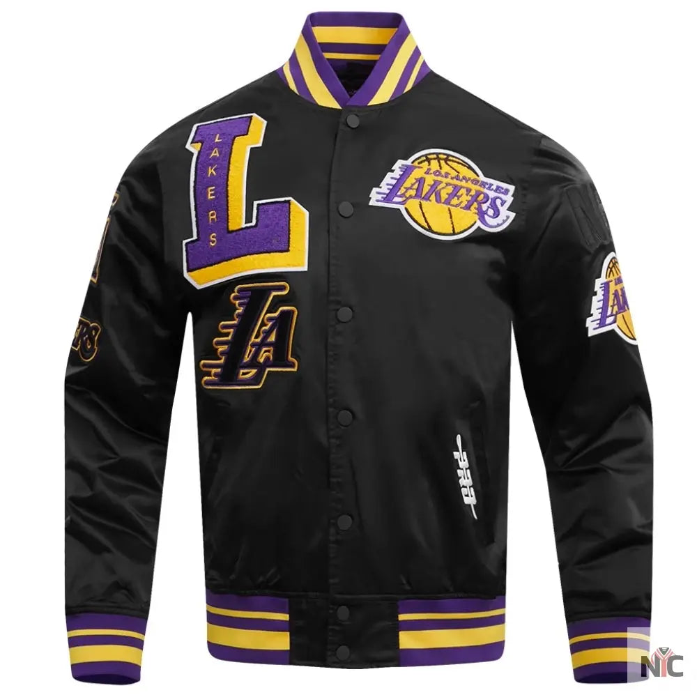 Los Angeles Lakers Pro Standard Mash Up Black Satin Jacket NYC Jackets