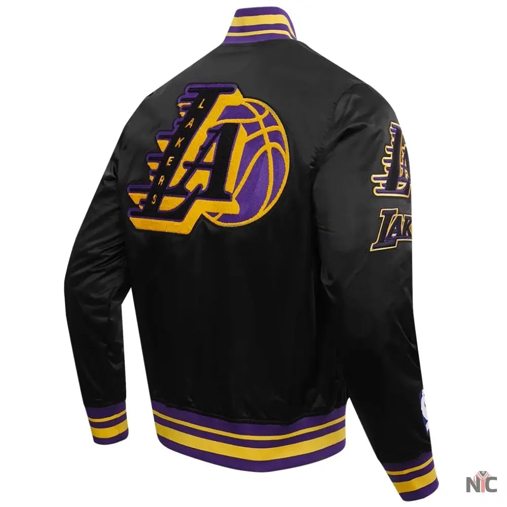 Los Angeles Lakers Pro Standard Mash Up Black Satin Jacket NYC Jackets
