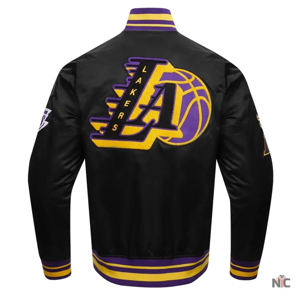 Los Angeles Lakers Pro Standard Mash Up Black Satin Jacket NYC Jackets