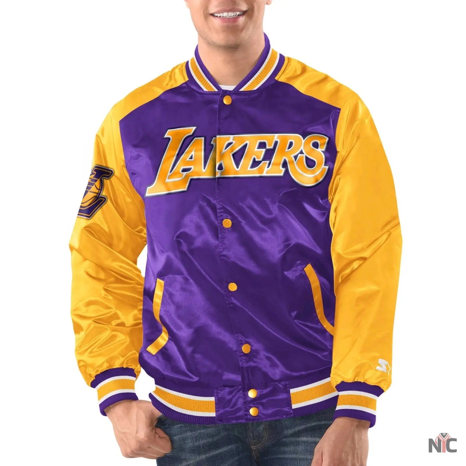 Los Angeles Lakers Renegade Purple & Yellow Satin Jacket NYC Jackets