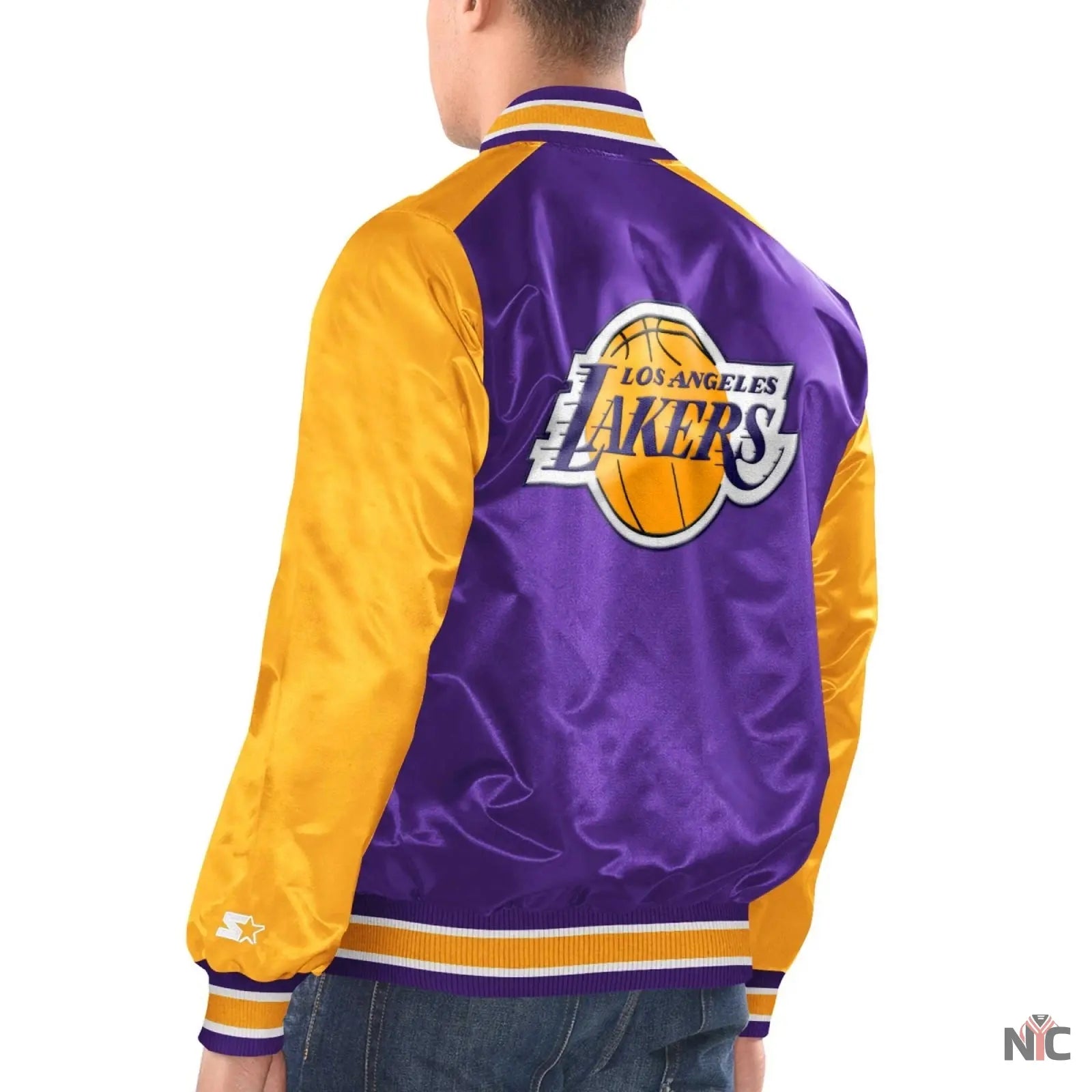 Los Angeles Lakers Renegade Purple & Yellow Satin Jacket NYC Jackets
