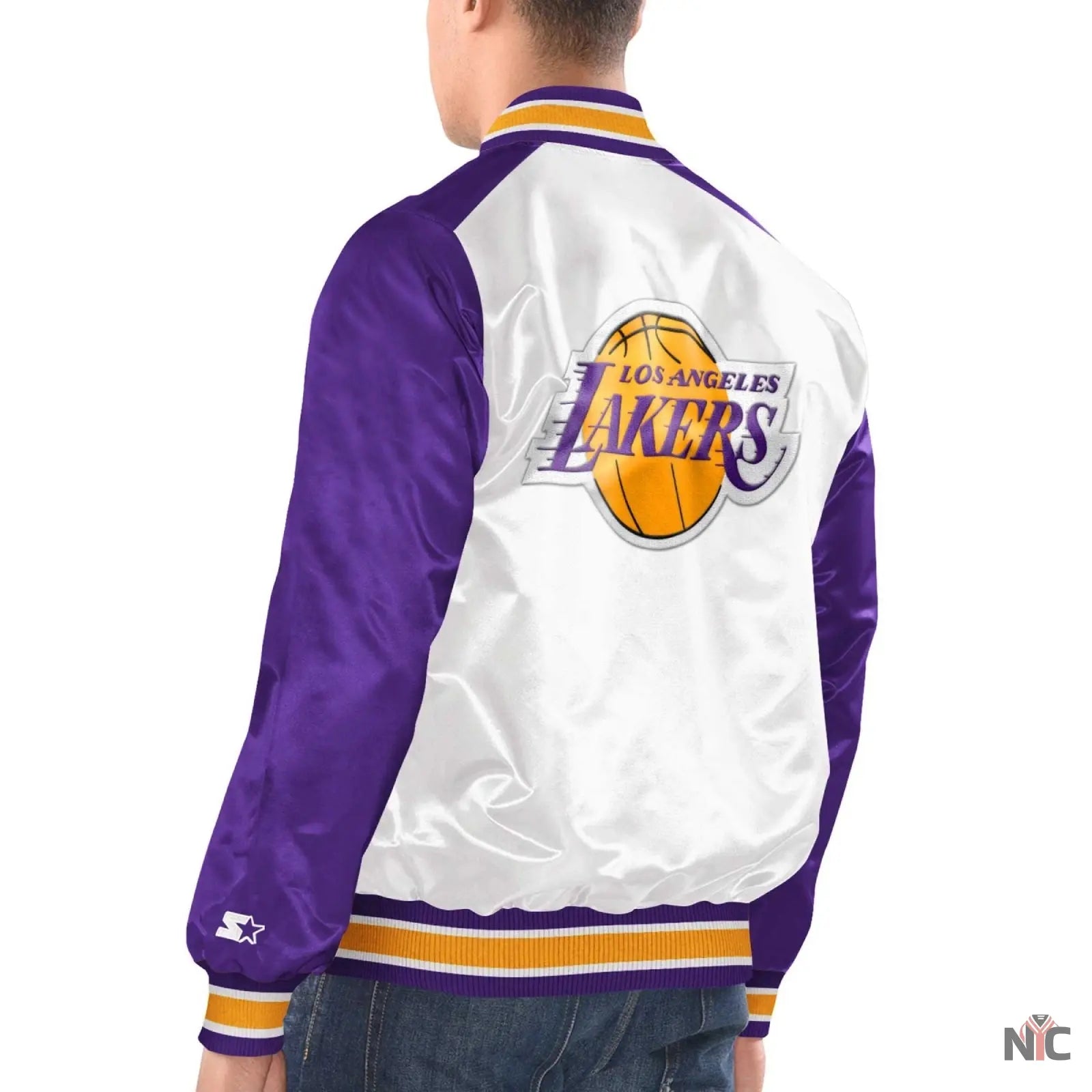 Los Angeles Lakers Renegade White & Purple Satin Jacket NYC Jackets