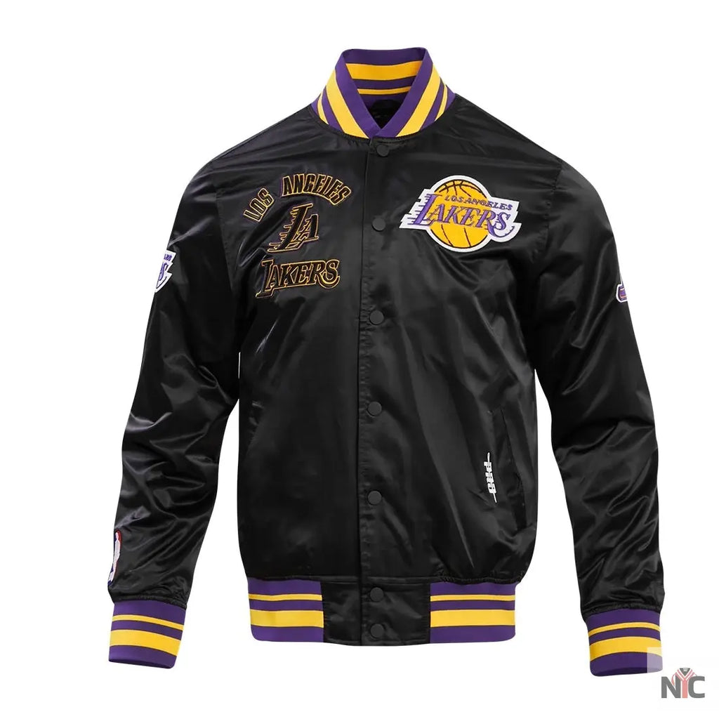 Los Angeles Lakers Retro Classic Rib Satin Varsity Jacket NYC Jackets