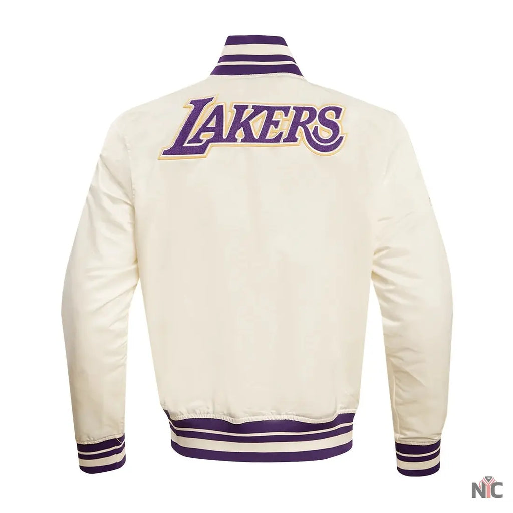 Los Angeles Lakers Retro Classic Rib Satin Varsity Jacket NYC Jackets