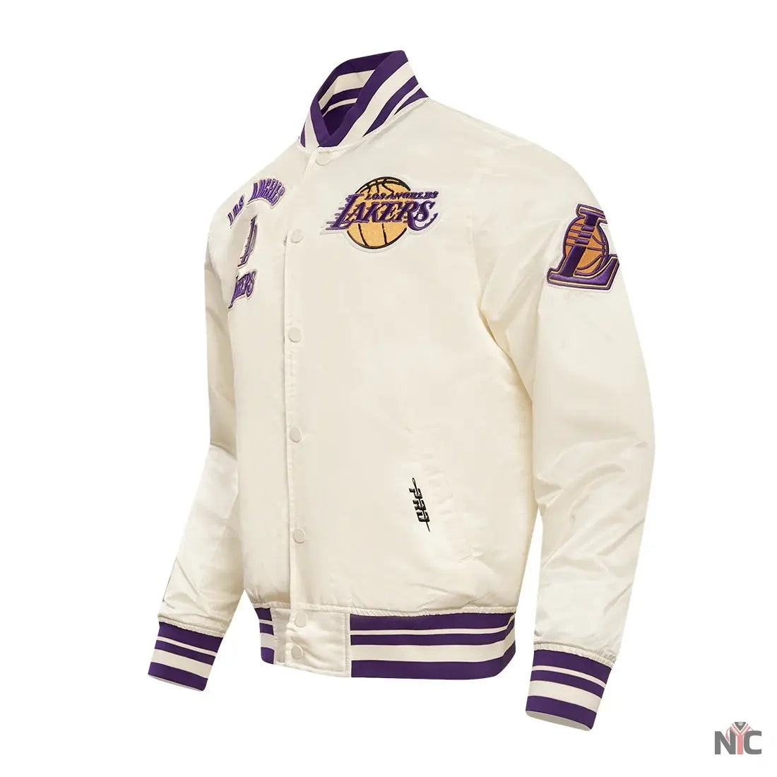 Los Angeles Lakers Retro Classic Rib Satin Varsity Jacket NYC Jackets