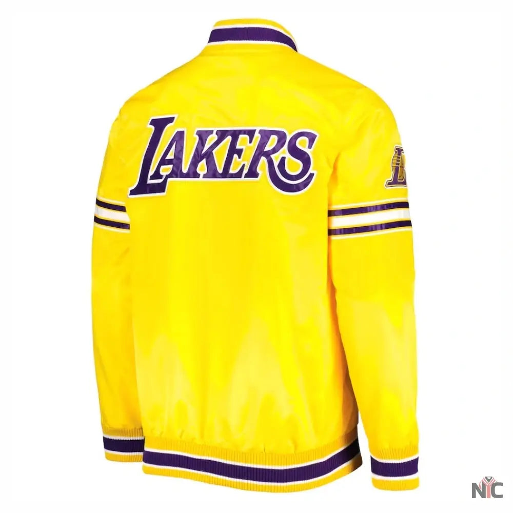 Los Angeles Lakers Slider Yellow Satin Varsity Jacket NYC Jackets