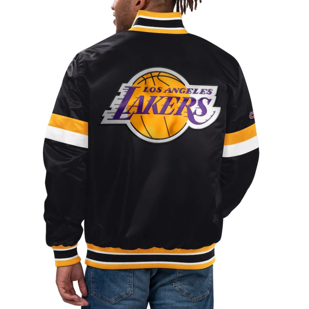 Los Angeles Lakers Home Game Black Satin Varsity Jacket