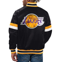 Los Angeles Lakers Home Game Black Satin Varsity Jacket