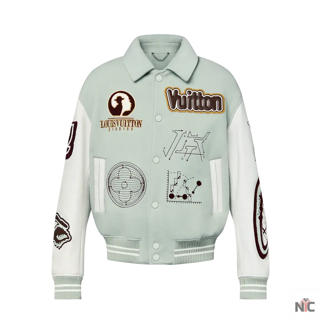 Louis Vuitton Aqua & White Varsity Jacket NYC Jackets