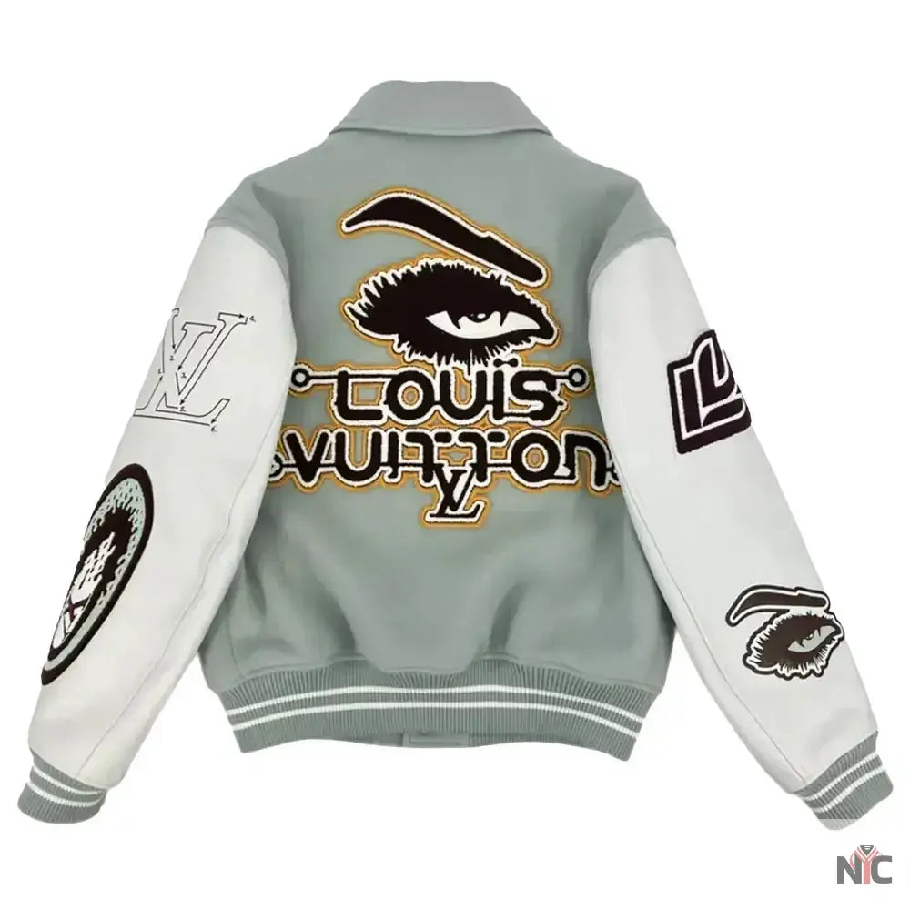 Louis Vuitton Aqua & White Varsity Jacket NYC Jackets