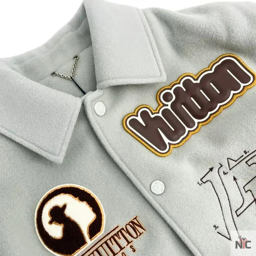 Louis Vuitton Aqua & White Varsity Jacket NYC Jackets