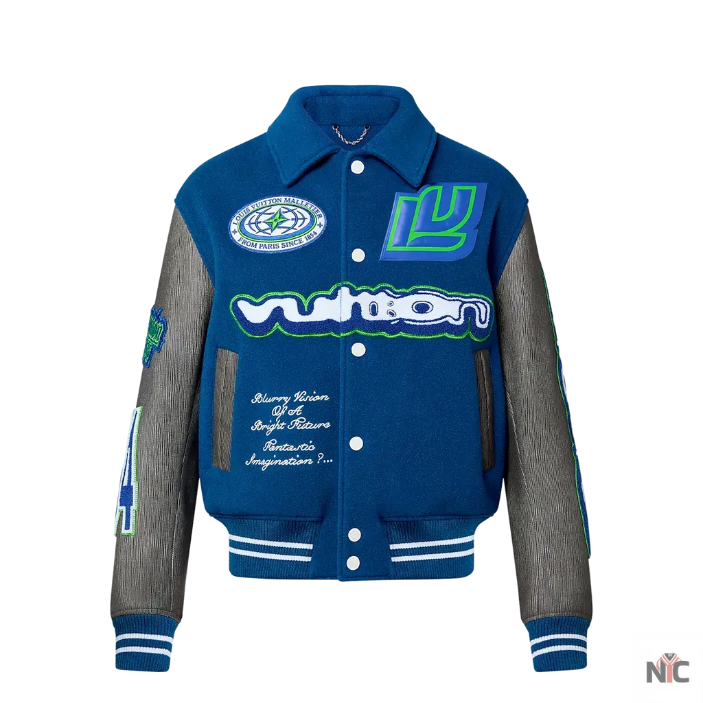 Louis Vuitton Embroidered Blouson Grey And Blue Jacket NYC Jackets