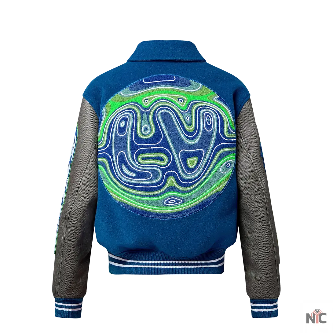Louis Vuitton Embroidered Blouson Grey And Blue Jacket NYC Jackets