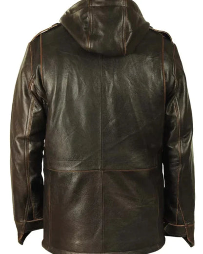 M-65 Cap Brown Field Leather Military Jacket