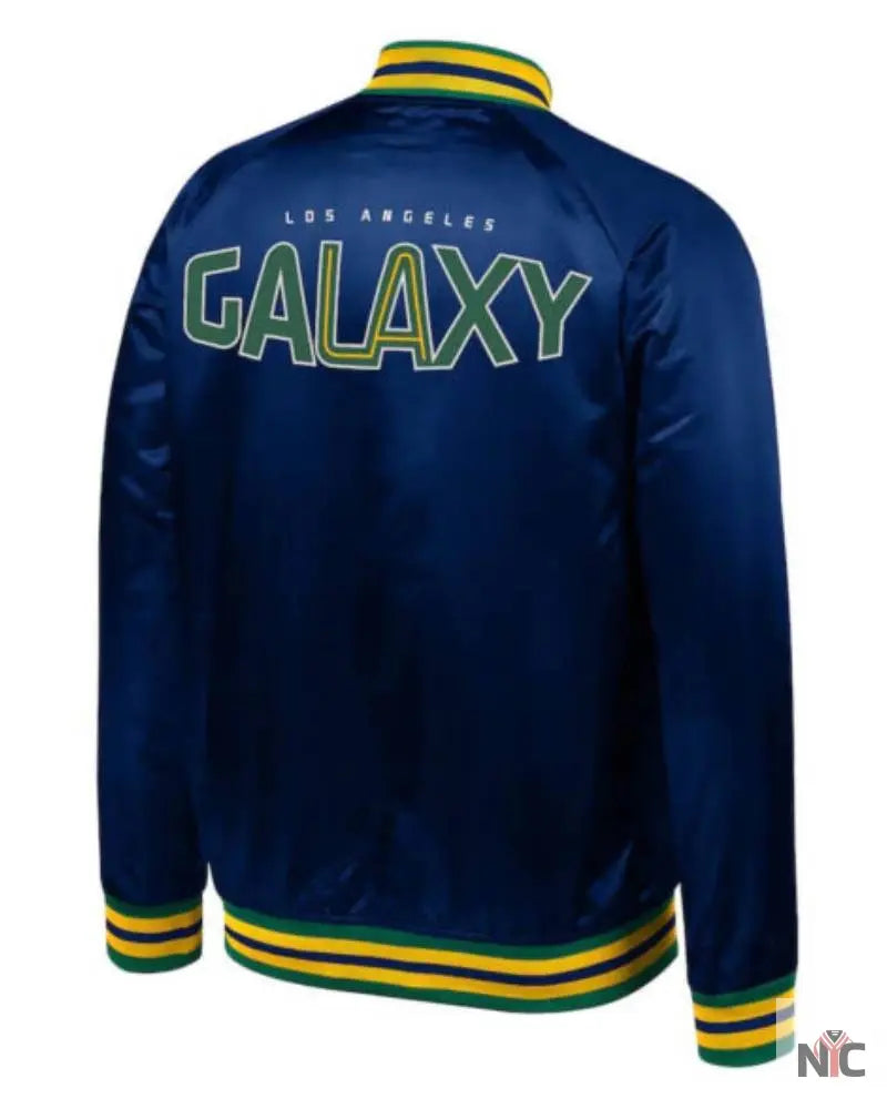 MLS Team LA Galaxy Navy Blue Satin Jacket NYC Jackets