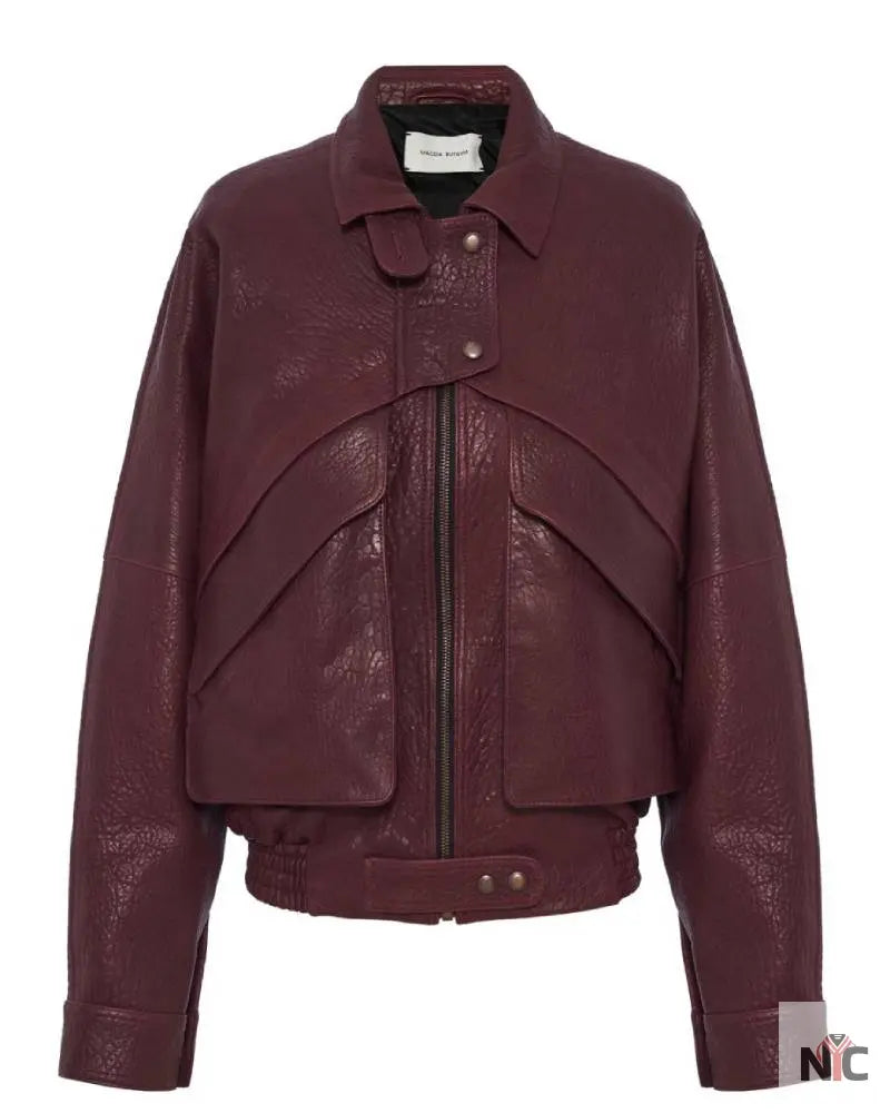 Magda Butrym Vintage Leather Bomber Jacket NYC Jackets