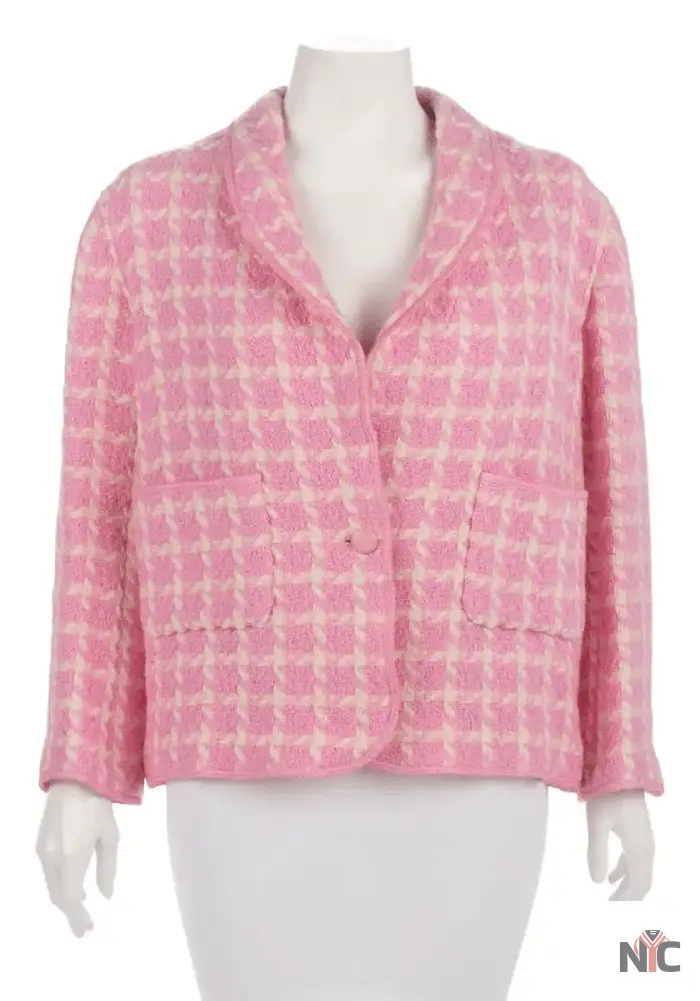Margot Robbie Barbie Pink Checkered Blazer NYC Jackets