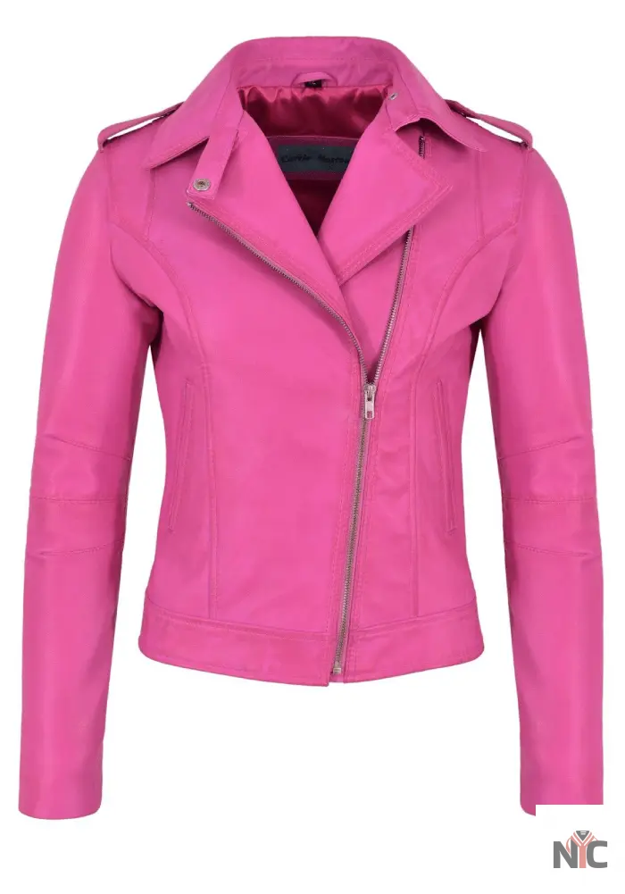 Margot Robbie Barbie Pink Leather Jacket NYC Jackets
