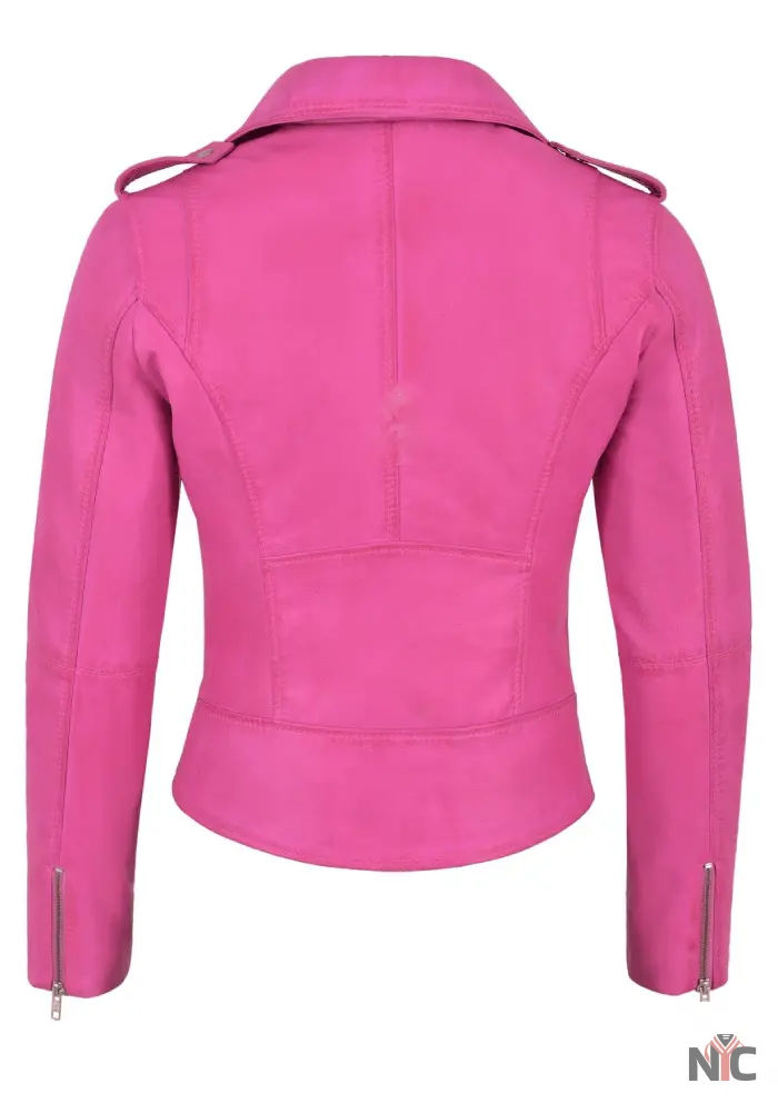 Margot Robbie Barbie Pink Leather Jacket NYC Jackets