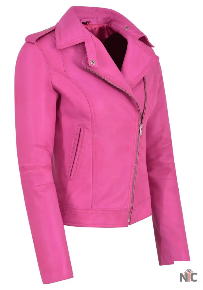 Margot Robbie Barbie Pink Leather Jacket NYC Jackets