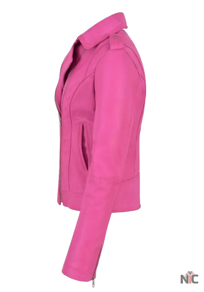 Margot Robbie Barbie Pink Leather Jacket NYC Jackets