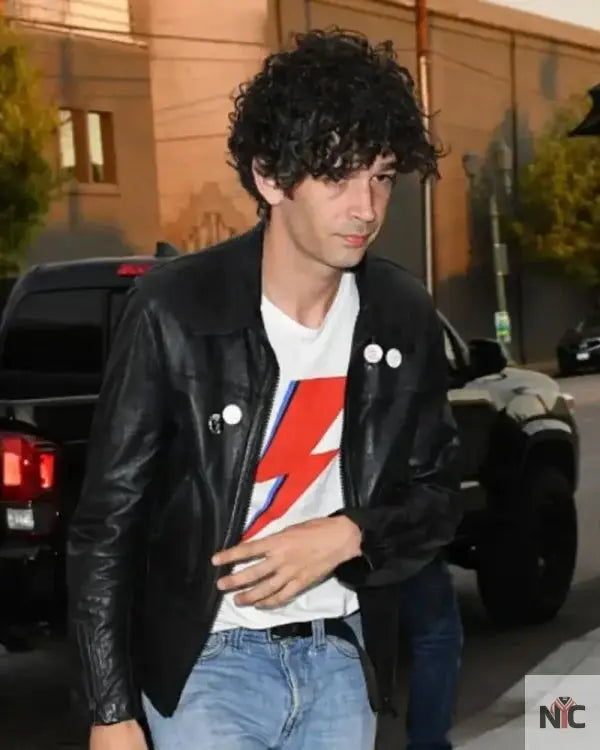 Matty Healy LA 2025 Black Leather Jacket NYC Jackets