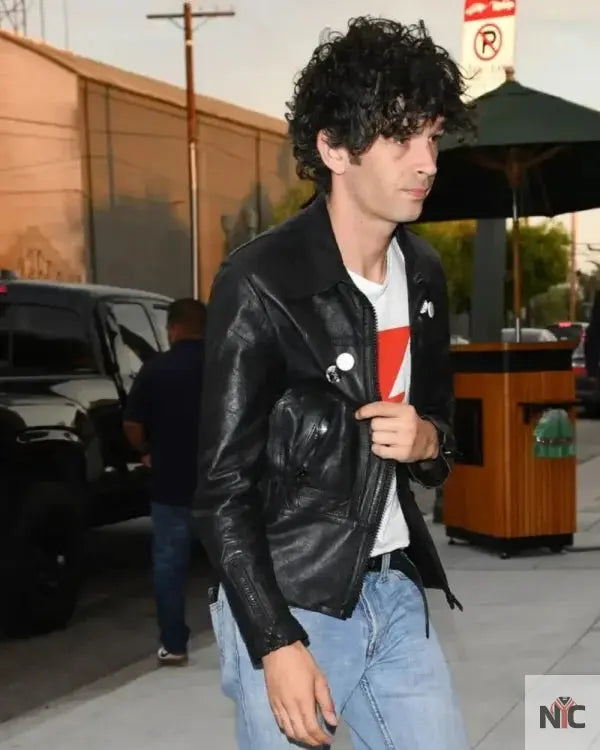 Matty Healy LA 2025 Black Leather Jacket NYC Jackets