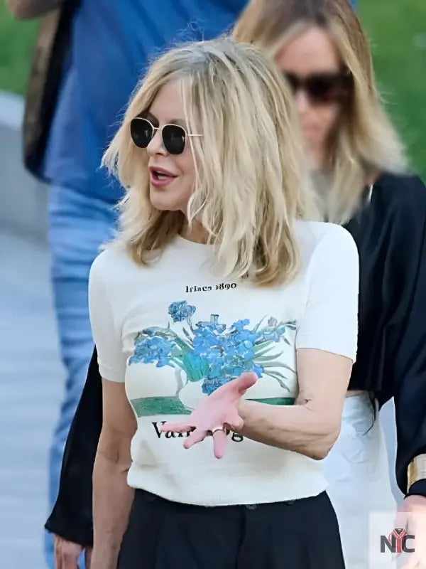 Meg Ryan Madrid 2025 White T-Shirt NYC Jackets