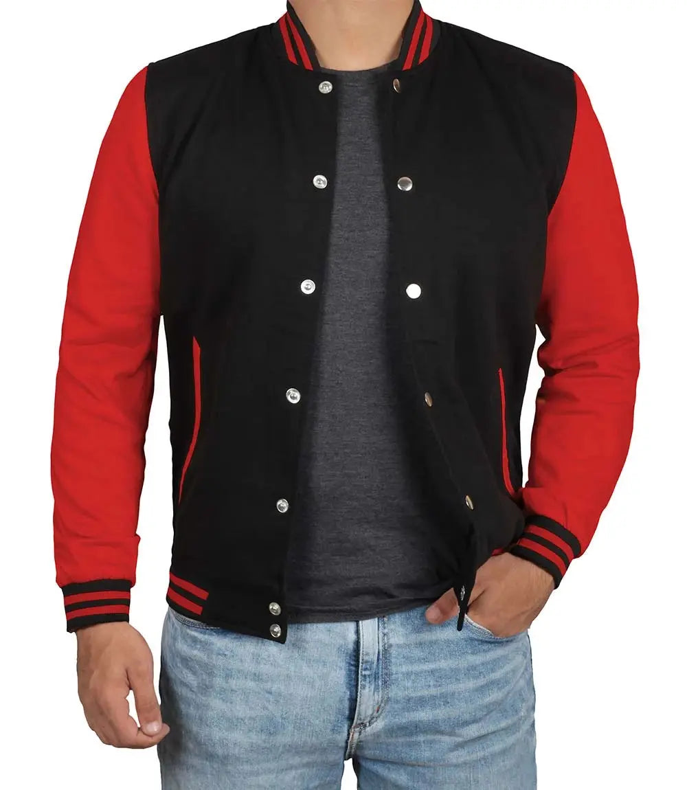 Men Baseball Red and Black Varsity Jacket NYC Jackets