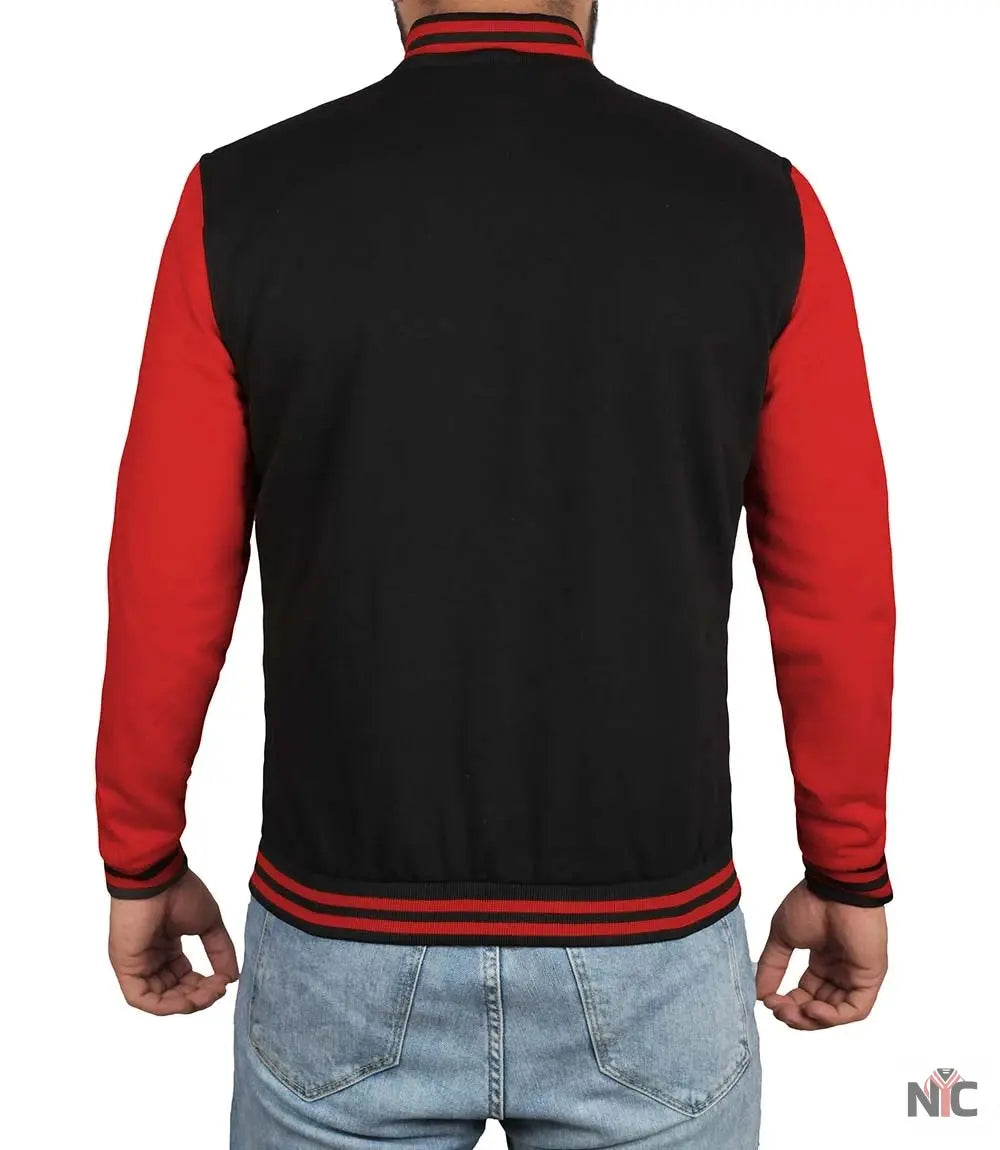 Men Baseball Red and Black Varsity Jacket NYC Jackets