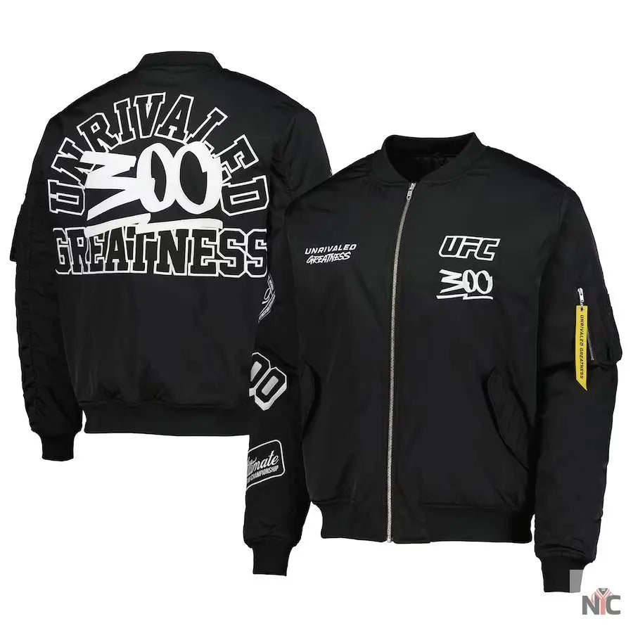 Men’s Black UFC 300 Full-Zip Bomber Jacket NYC Jackets