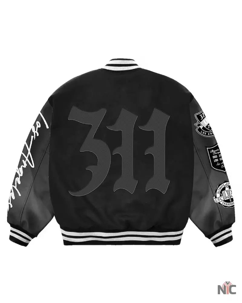 Men’s Black UFC 311 Los Angeles Full-Snap Varsity Jacket NYC Jackets