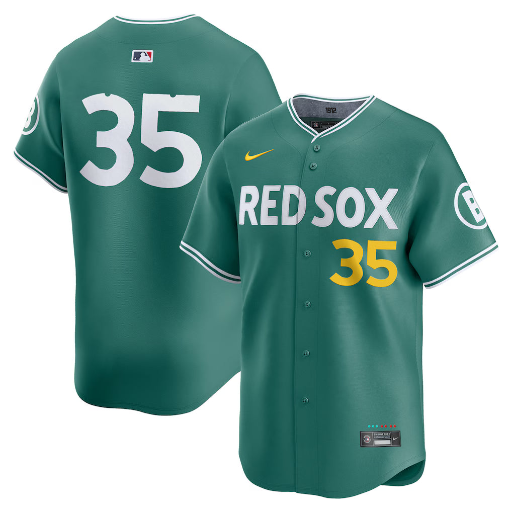 Men’s Boston Red Sox Garrett Crochet Nike Green 2025 Jersey NYC Jackets