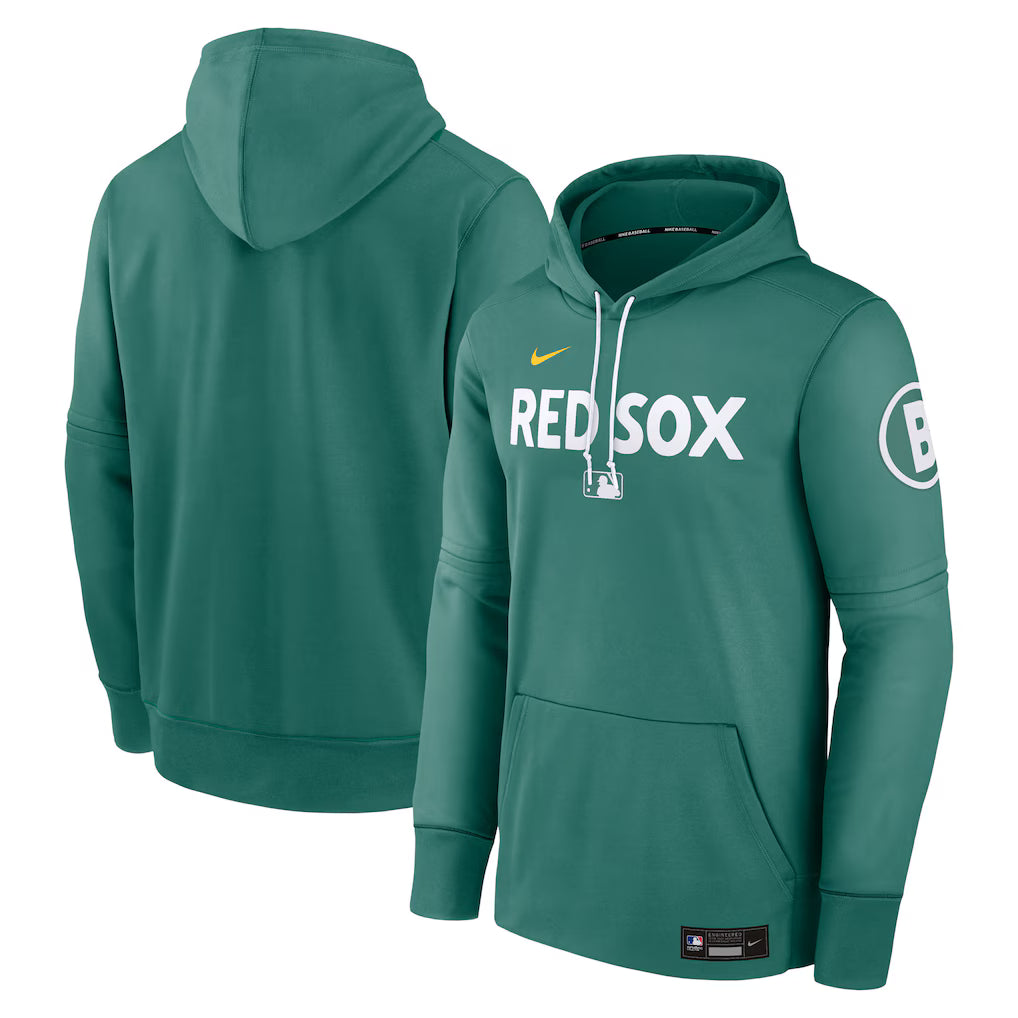 Men’s Boston Red Sox Nike Green 2025 Pullover Hoodie NYC Jackets