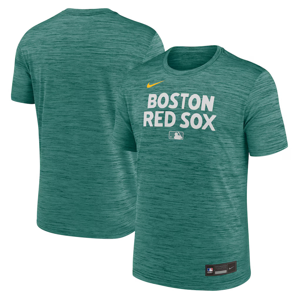 Men’s Boston Red Sox Nike Green 2025 Velocity T-Shirt NYC Jackets