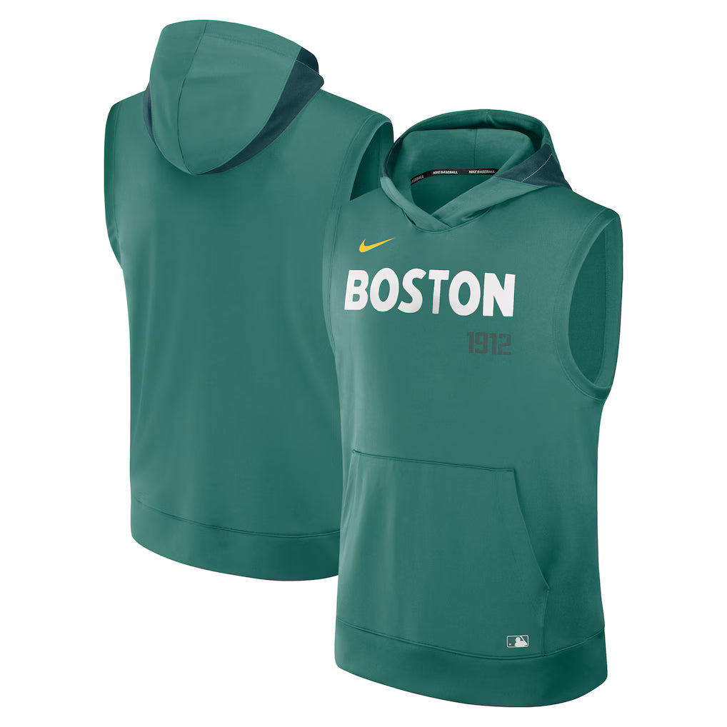 Men’s Boston Red Sox Nike Green Sleeveless Pullover Hoodie NYC Jackets