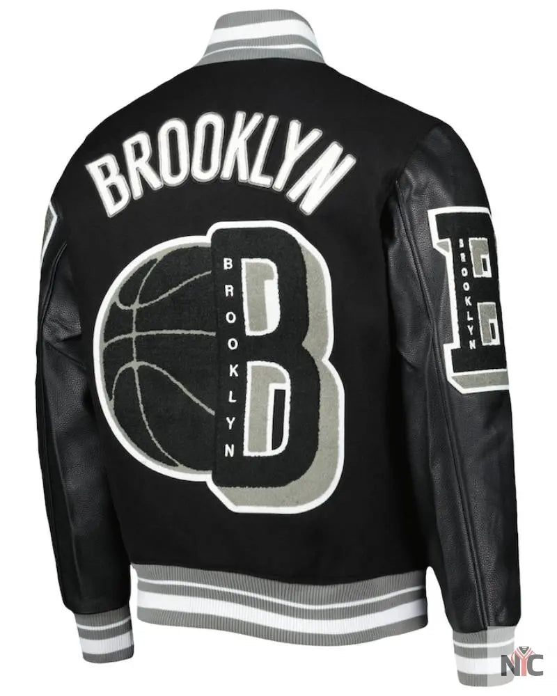 Men’s Brooklyn Nets Pro Standard Black 10 Years in Brooklyn Mash Up Capsule Varsity Full-Zip Jacket NYC Jackets