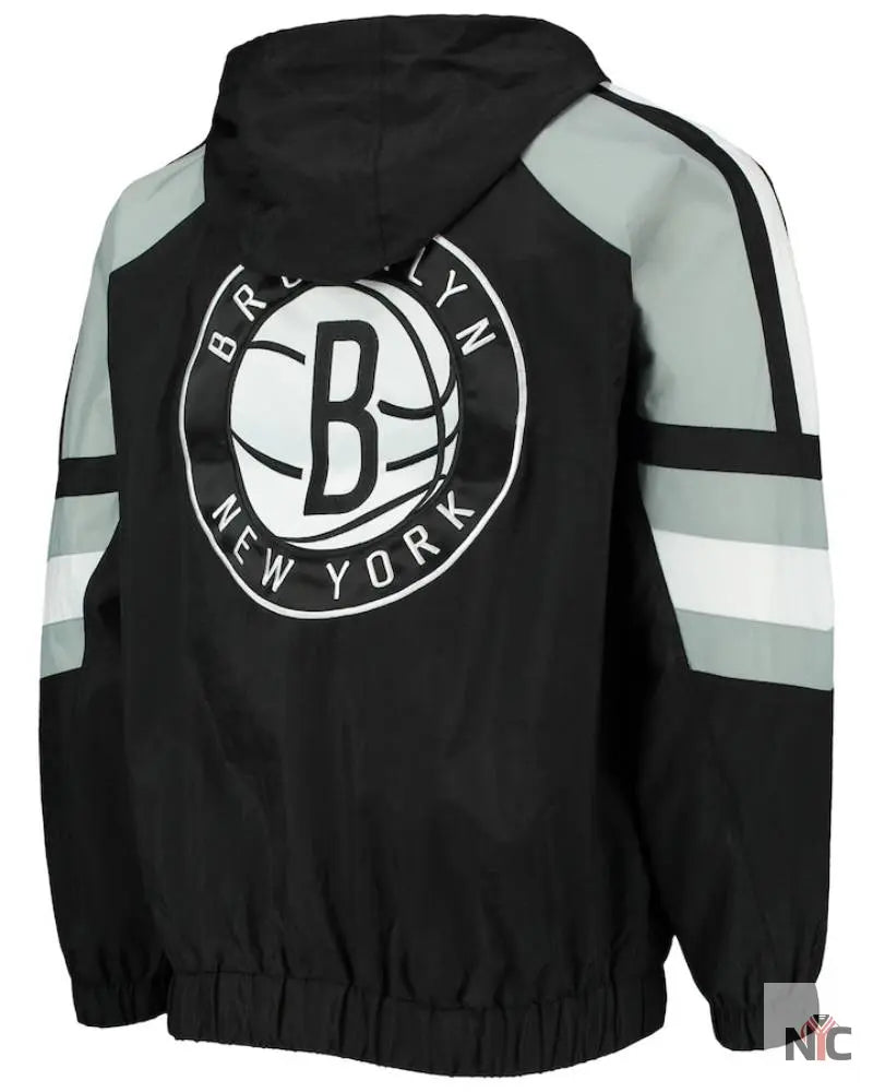 Men’s Brooklyn Nets Starter Black/Gray The Pro II Half-Zip Jacket NYC Jackets