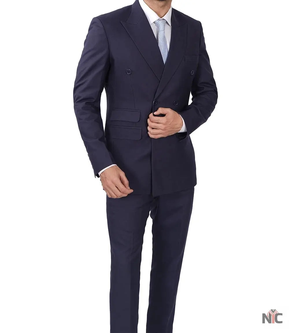 Men's Dark Blue Double Breasted Two-Piece Suit NYC Jackets