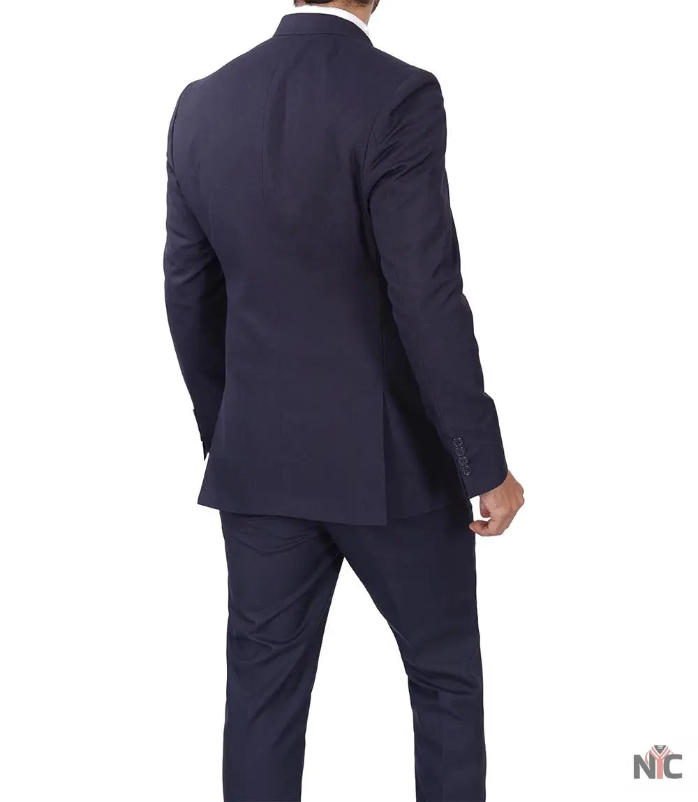 Men's Dark Blue Double Breasted Two-Piece Suit NYC Jackets