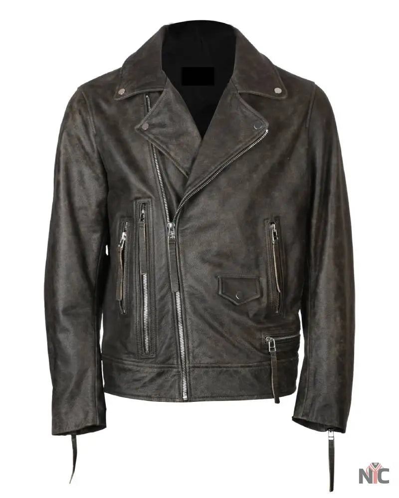 Men’s Elbow Patch Biker Leather Jacket NYC Jackets