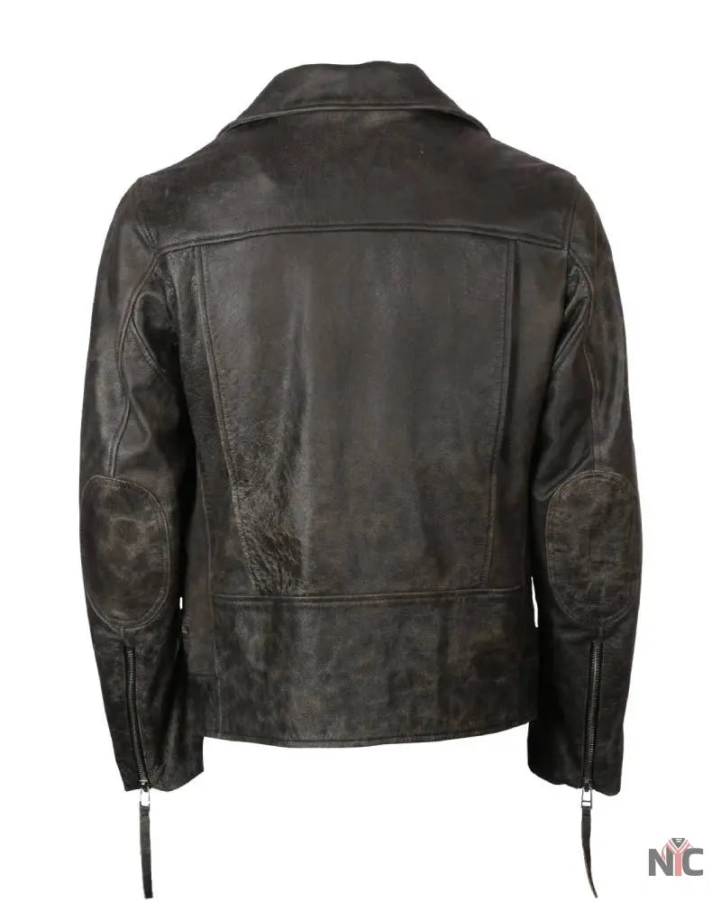 Men’s Elbow Patch Biker Leather Jacket NYC Jackets