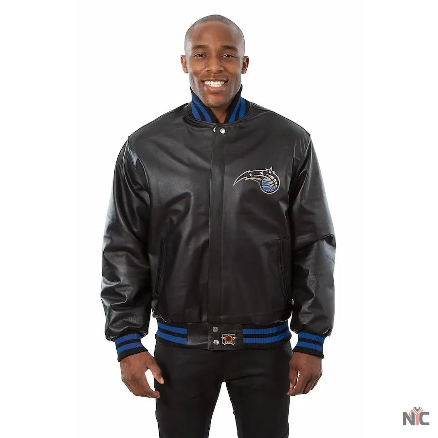 Men’s JH Design Black Orlando Magic Leather Jacket NYC Jackets