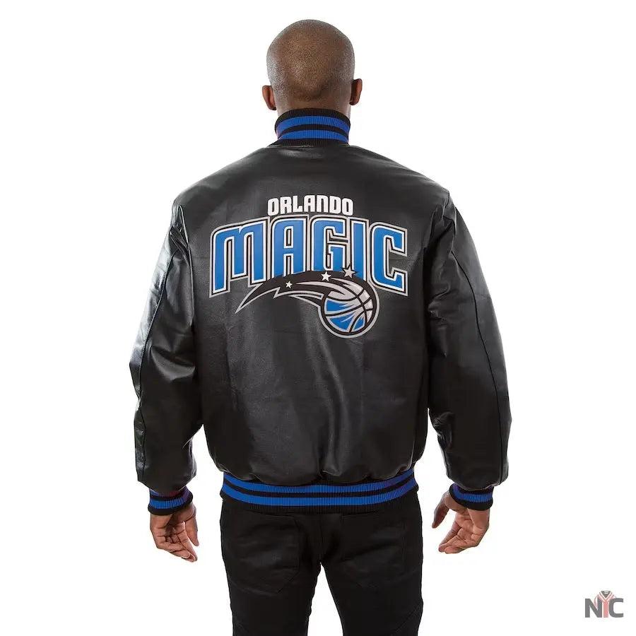 Men’s JH Design Black Orlando Magic Leather Jacket NYC Jackets