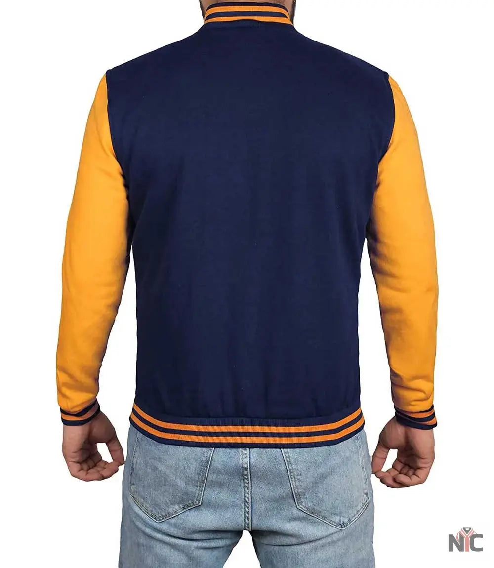 Men's Navy Blue and Yellow Varsity Jacket | Baseball Letterman NYC Jackets