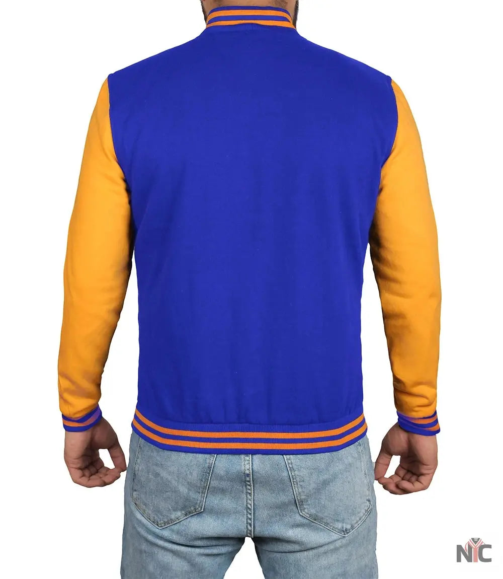 Men's Plain Blue and Yellow Varsity Letterman Jacket NYC Jackets