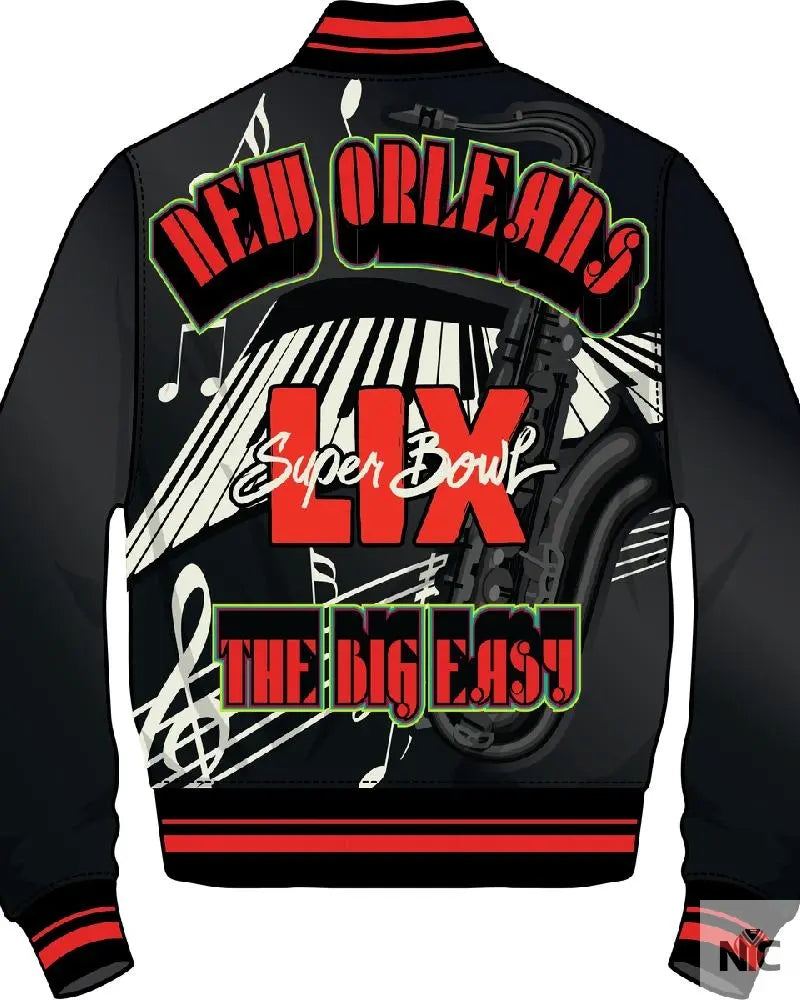 Men’s Pro Standard Black Super Bowl LIX 59 Rib Sublimated Satin Jacket NYC Jackets
