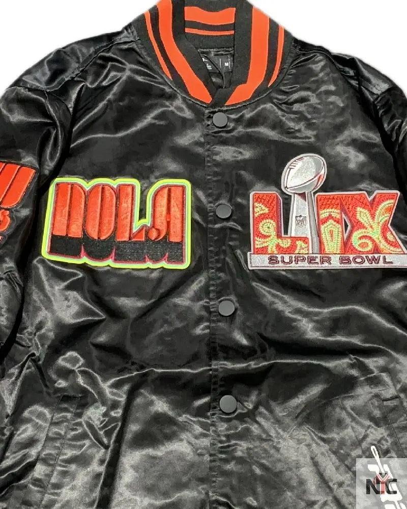 Men’s Pro Standard Black Super Bowl LIX 59 Rib Sublimated Satin Jacket NYC Jackets